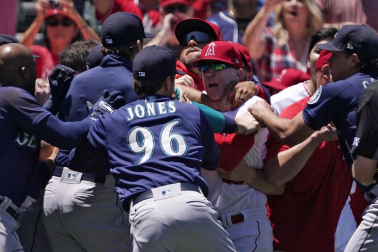 Bench Clearing Brawl Rocks Anaheim as Braves and Angels Players Clash